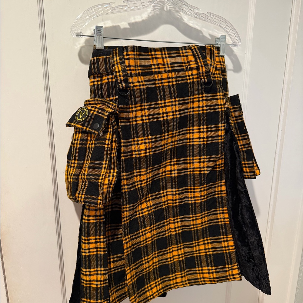 Plaid Yellow and Black Women's Skirt